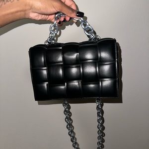 Black quilted flap chain crossbody bag
